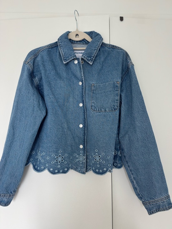 Old Navy Jackets & Blazers - Floral Eyelet Denim Jacket/Shirt - only worn once!